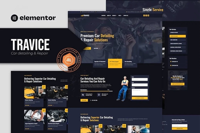 Travice – Car Detailing Service & Car Repair Elementor Template Kit 1.0.0