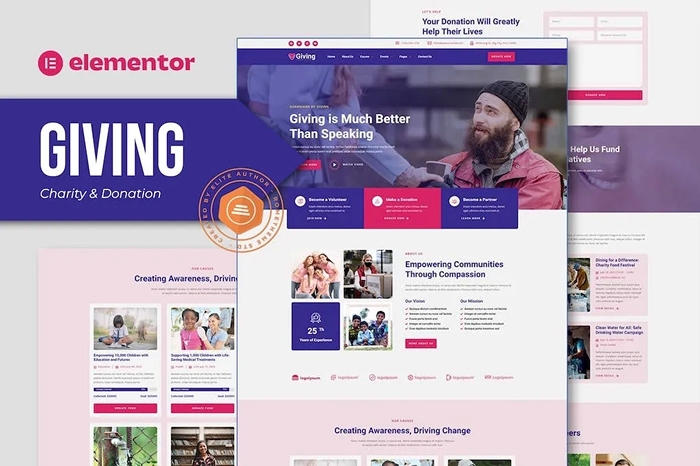 Giving - Charity & Donation Elementor Template Kit 1.0.0