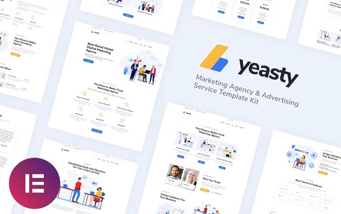 Yeasty – Marketing Agency & Advertising Service Elementor Template Kit 1.0.0