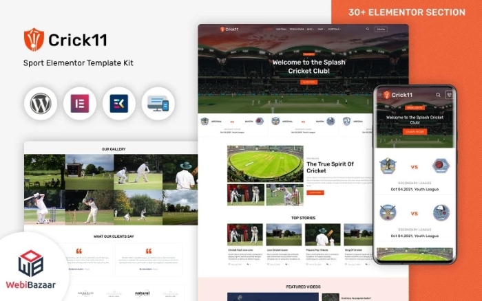 Crick11 – Sports Clubs & Events WordPress Elementor 1.0