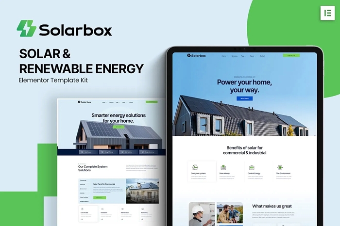 Solarbox – Solar & Renewable Energy Elementor Template Kit 1.0.0