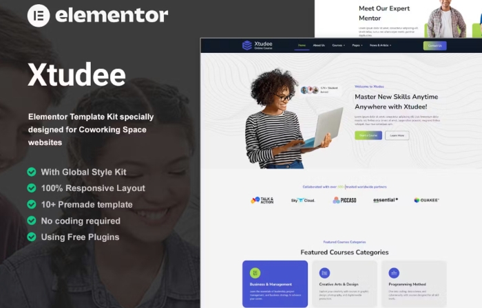 Xtudee – Online Course Elementor Template Kit 1.0.0