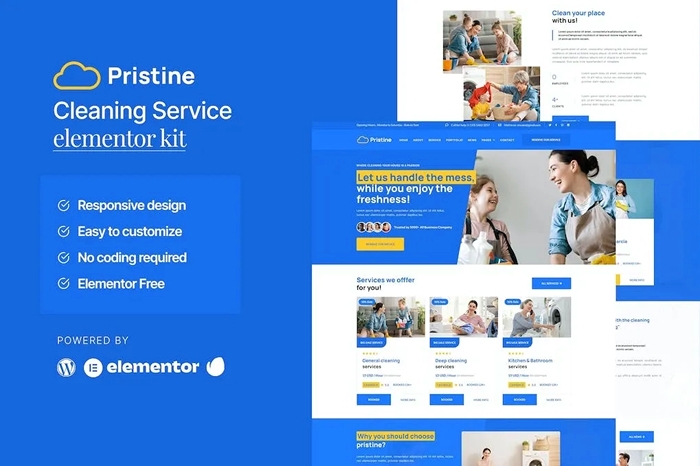 Pristine – Cleaning Service Elementor Template Kit 1.0.0
