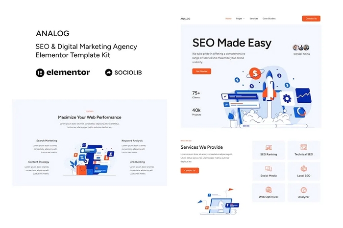 Analog – SEO & Digital Marketing Agency Elementor Template Kit 1.0.0