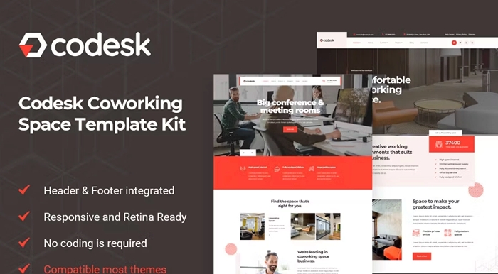 Codesk – Coworking Space Elementor Template Kit 1.0.0