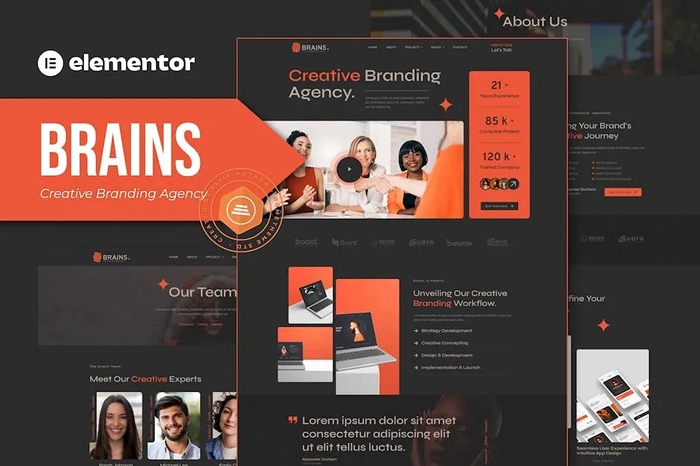 Brains – Creative Branding Agency Elementor Template Kit 1.0.0