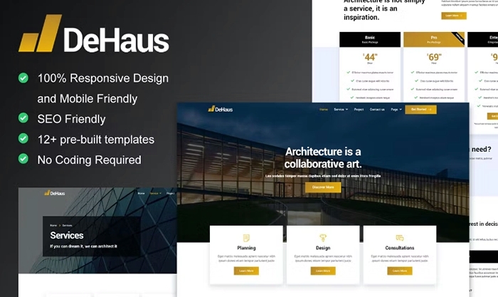 Dehaus – Interior Design & Architecture Elementor Template Kit 1.0.0