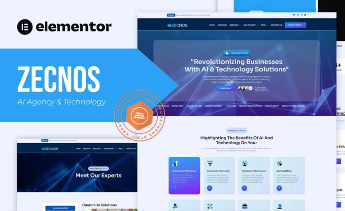 Zecnos – AI Agency & Technology Elementor Template Kit 1.0.0