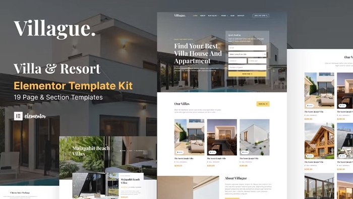 Villague – Private Villa & Resort elementor Template Kit 1.0.0