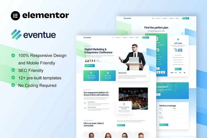 Eventue – Event & Conference Elementor Template Kit 1.0.0