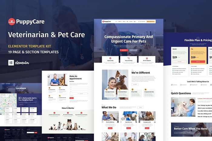 PuppyCare – Vetenarian & Pet Care WordPress Elementor Template Kit 1.0.0