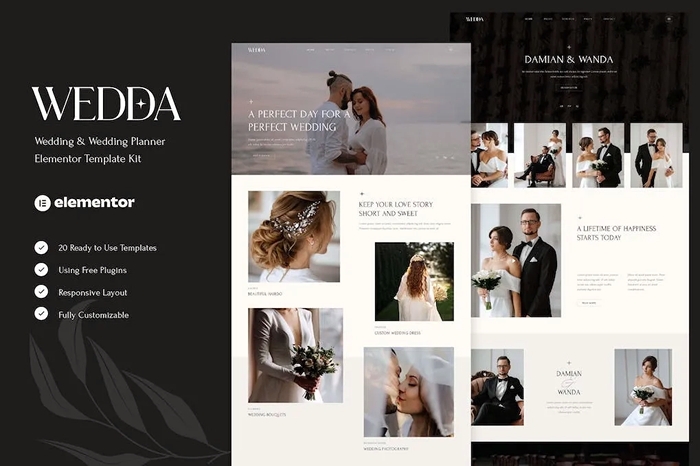 Wedda – Wedding & Wedding Planner Elementor Template Kit 1.0.0