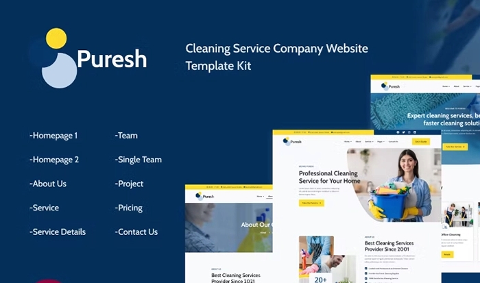 Puresh - Cleaning Services Company Elementor Template Kit 1.0.0