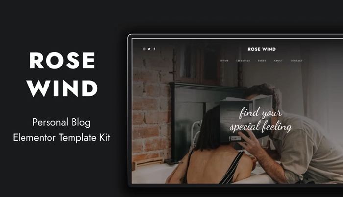 Rose Wind β Personal Blog Elementor Template Kit 1.0.0