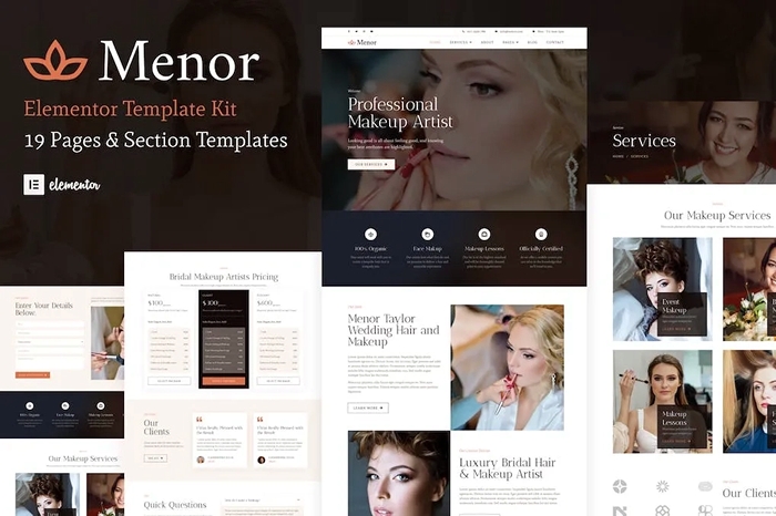 Menor – Makeup Artist & Hair Stylist Elementor Pro Template Kit 1.0.0