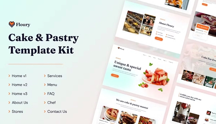 Floury – Cake & Pastry Elementor Template Kit 1.0.0