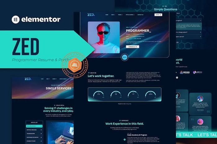 Zed – Programmer Resume & Portfolio Elementor Template Kit 1.0.0