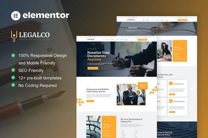 Legalco – Notary Public & Legal Services Elementor Pro Template Kit 1.0.0