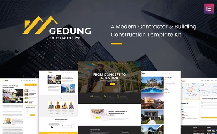 Gedung- Contractor & Building Construction Elementor Template Kit 1.0.0