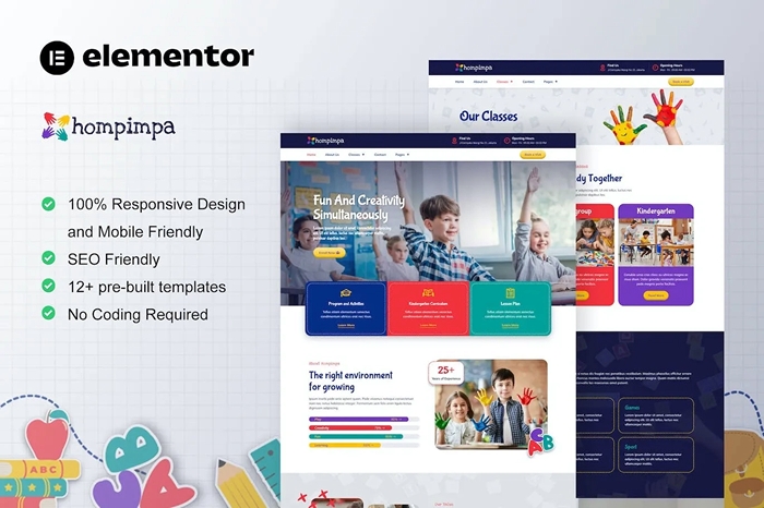 Hompimpa – Kindergarten & Child Care Elementor Template Kit 1.0.0