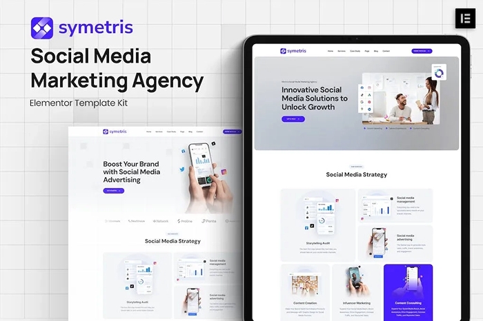 Symetris – Social Media Marketing Agency Elementor Template Kit 1.0.0