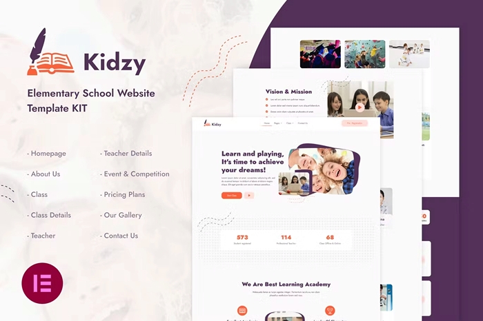 Kidzy – Elementary School Elementor Template Kit 1.0.0