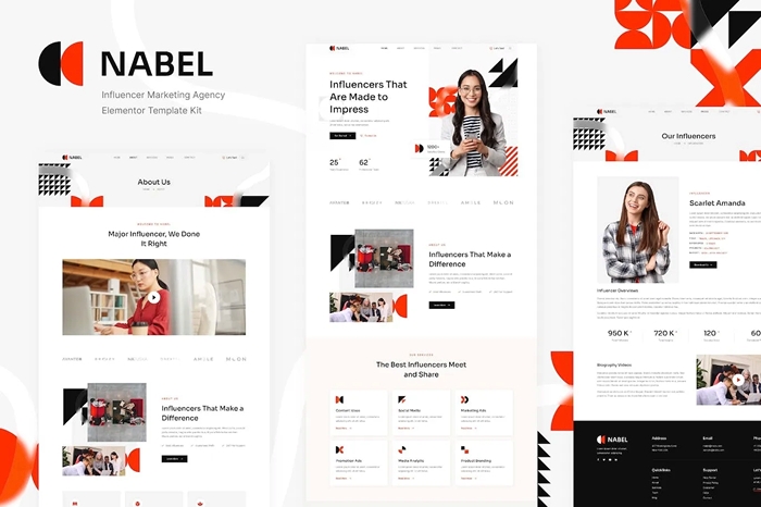 Nabel – Influencer Marketing Agency Elementor Template Kit 1.0.0