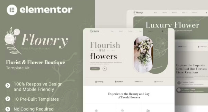 Flowry – Florist & Flower Boutique Elementor Template Kit 1.0.0