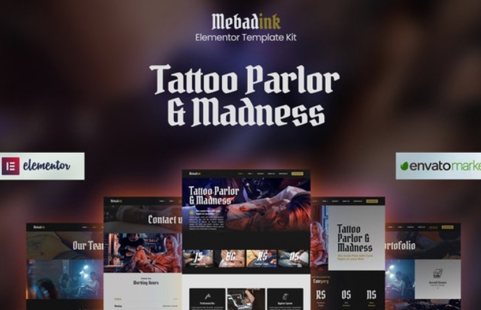 Mebadink – Tattoo & Piercing Studio Elementor Template Kit 1.0.0