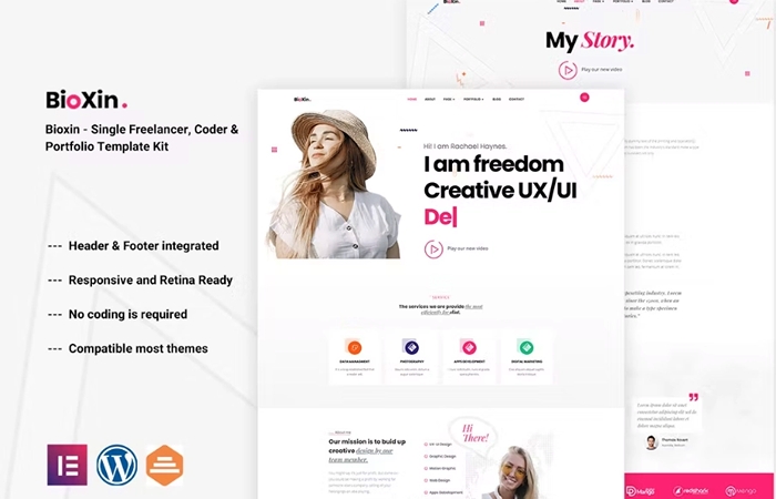 Bioxin – Single Freelancer CV & Portfolio Elementor Template Kit 1.0.0
