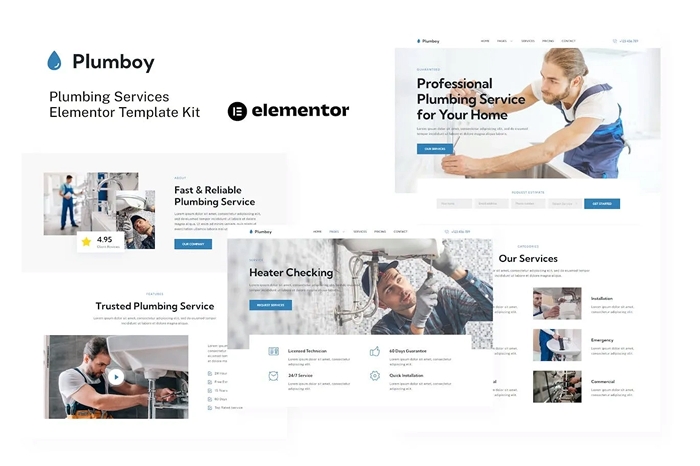 Plumboy – Plumbing Services Elementor Template Kit 1.0.0