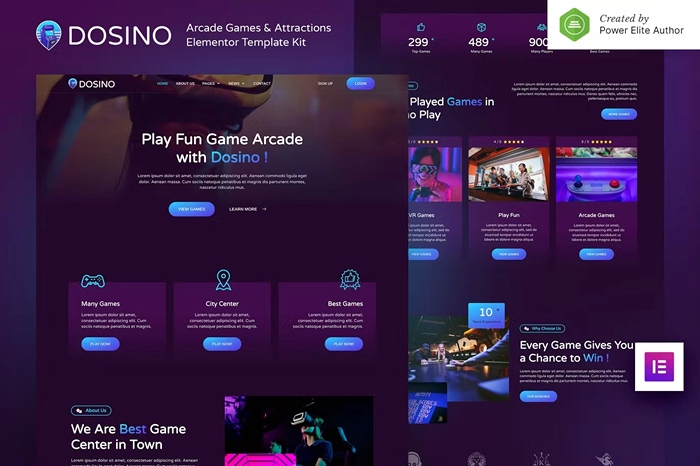 Dosino – Arcade Games & Attractions Elementor Template Kit 1.0.0