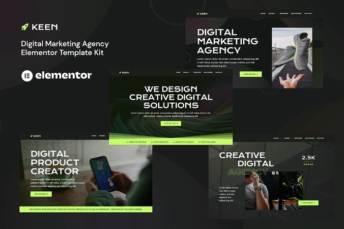 Keen – Dark Digital Marketing Agency Elementor Template Kit 1.0.0