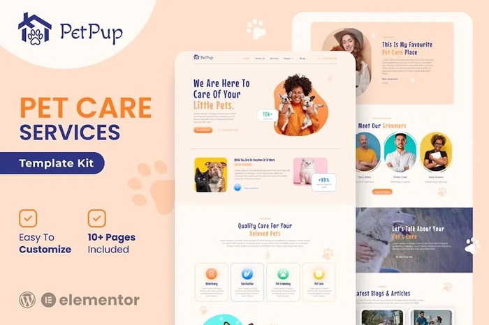 PetPup - Pet Care Services Elementor Template Kit 1.0.0