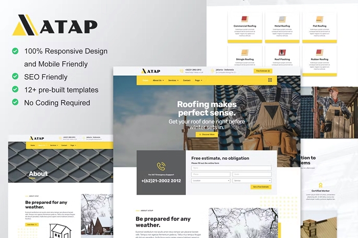 Atap – Roofing Service & Construction Elementor Template Kit 1.0.0