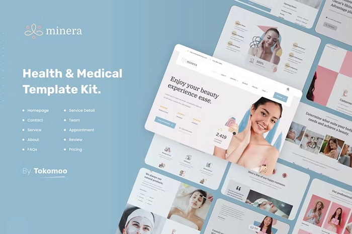 Minera - Skincare & Dermatology Elementor Template Kit 1.0.0