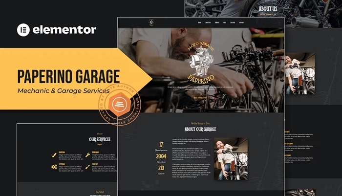 Paperino Garage – Mechanic Elementor Template Kit 1.0.0