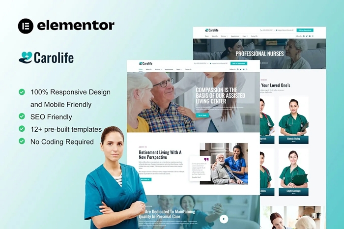Carolife - Home Care & Private Nursing Services Elementor Template Kit 1.0.0
