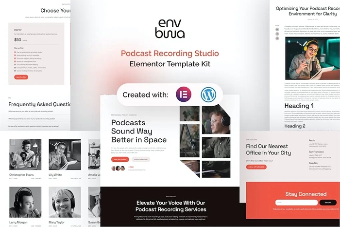 Envbwa – Podcast Recording Studio Elementor Pro Template Kit 1.0.0