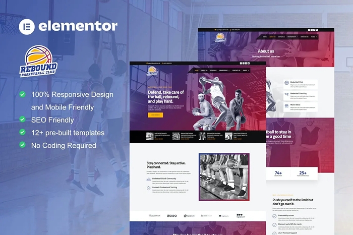Rebound – Basketball Team & Sport Club Elementor Template Kit 1.0.0