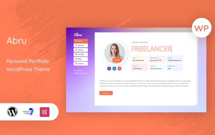 Abru – Personal and Portfolio WordPress Theme 1.1