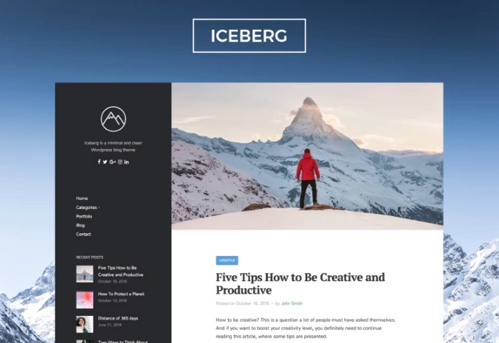 Iceberg – Clean & Modern WordPress Blog Theme 2.1.1