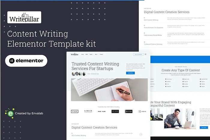 Writepillar – Content Writing Services Elementor Template Kit 1.0.0