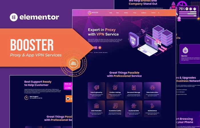 Booster – Proxy & App VPN Service Elementor Template Kit 1.0.0