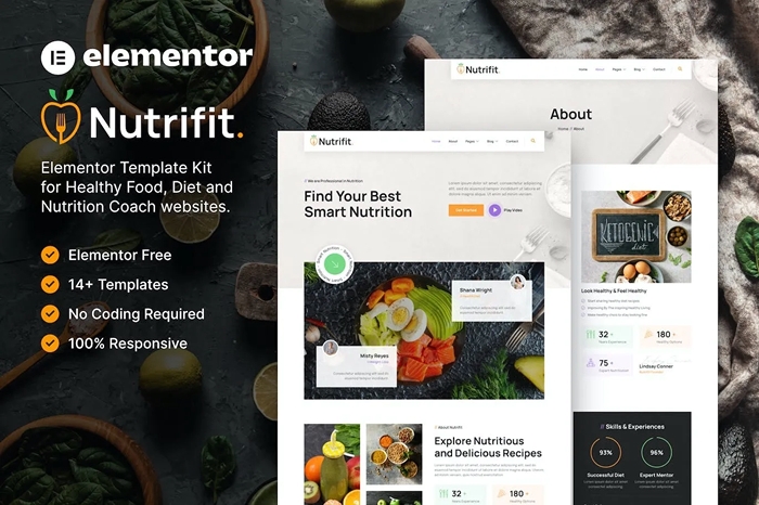 Nutrifit – Healthy Food & Nutrition Coach Elementor Template Kit 1.0.0