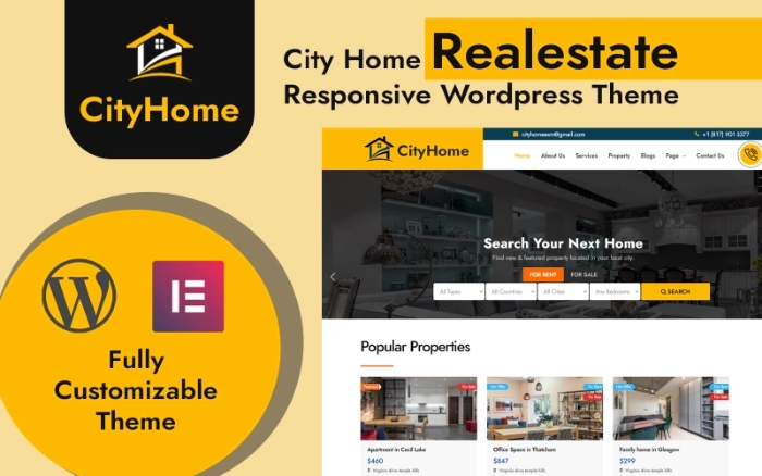 CityHome Real Estate WordPress Theme 1.8