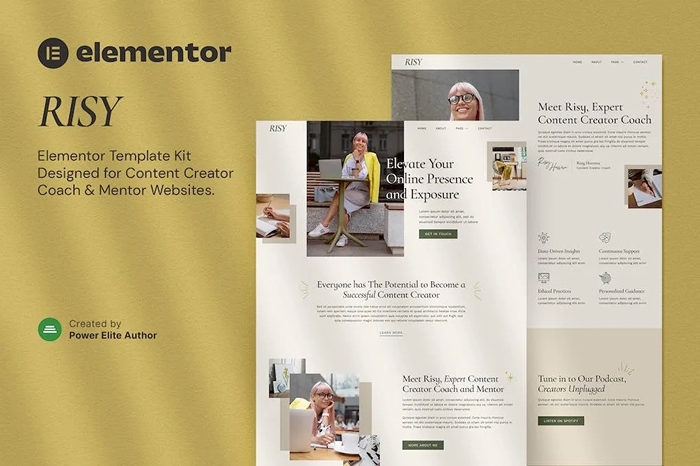 Risy – Content Creator Coach & Mentor Elementor Template Kit 1.0.0