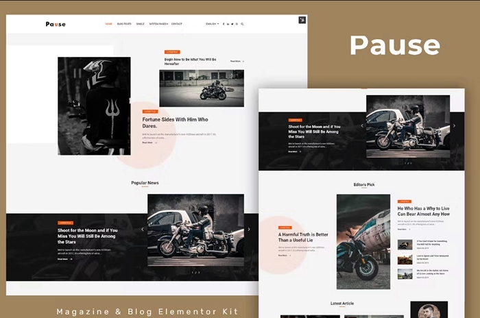 Pause – Blog & Magazine Elementor Template Kit 1.0.0