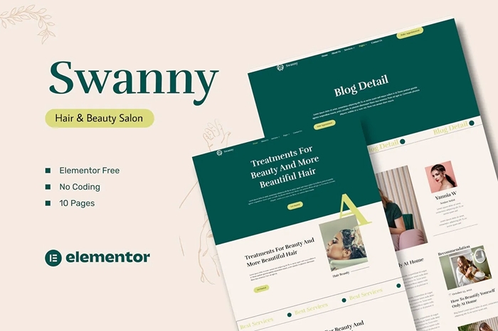 Swanny – Hair & Beauty Salon Elementor Template Kit 1.0.0