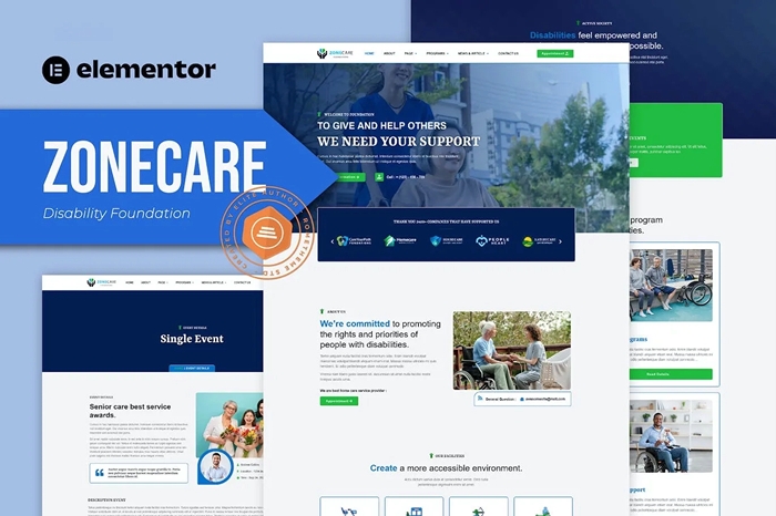Zonecare – Disability Foundation Elementor Template Kit 1.0.0